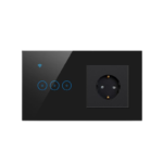 Išmanioji WiFi rozetė su 3 jutikliniais jungikliais (juoda / balta) | Tuya Smart