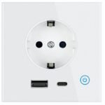 Išmanioji WiFi rozetė su USB-A ir USB-C jungtimis (juoda / balta) | Tuya Smart