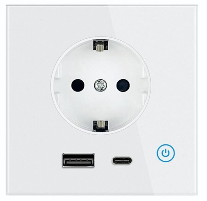Išmanioji WiFi rozetė su USB-A ir USB-C jungtimis (juoda / balta) | Tuya Smart - Image 1