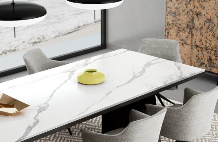 Marmuro imitacijos plytelė STATURIO YLNMWH007 – 3200x1600x6-12 mm, poliruota porcelianinė plokštė - Image 5
