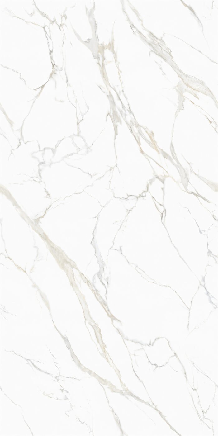 Marmuro imitacijos plytelė YLNMWH009 – 3200x1600x12 mm, staturio dizainas su auksinėmis gyslomis - Image 2
