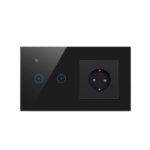 Išmanioji WiFi rozetė su 2 jutikliniais jungikliais (juoda / balta) | Tuya Smart