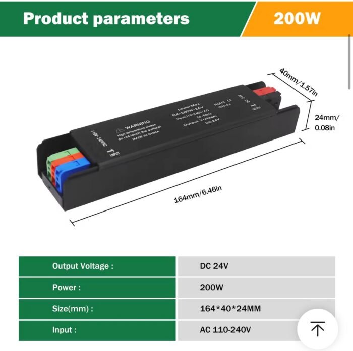 LED maitinimo šaltinis 24V | 200W / 400W pasirinkimas | Plonas, tylus, patikimas - Image 1